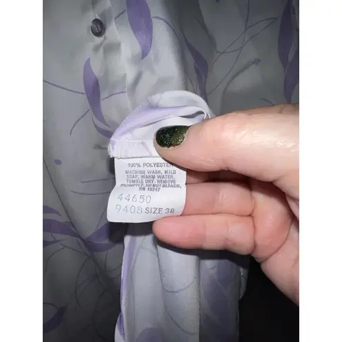Square One 80s Vintage White Purple Abstract Button Up Top Made in USA size 38