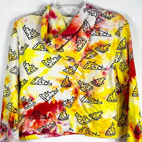 On Fire Large Hoodie Pizza Pizzazz Tie Dye All Over Print Yellow Red 1015 - Image 7