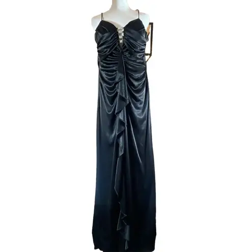 Sexy Ruched Hourglass Black Dress Rhinestones 5/6 Formal Prom Evening Gown