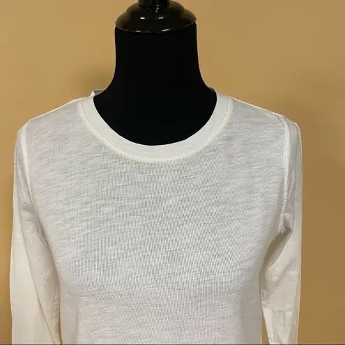 🛍️ Atwell Spa White Cotton Frayed Tiered Long Sleeve Top Leah Tee Size S