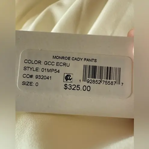 Milly Monroe Cady Pants Ecru Waist Tie Detail Lined Revolve NWT Size 0 MSRP $325