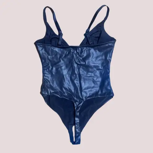 NWT Popilush Black Faux Leather Corset Top Shapewear Bodysuit