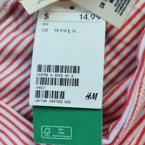 Label of Graded Goods Striped Off Shoulder Top Pink White Large