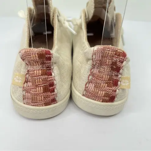 Tommy Bahama  cream lace up canvas embroidered low top sneakers shoes 9.5