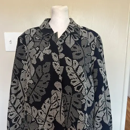 J. McLaughlin  Hester Jacket in Navy/White Raffia Palm Leaf Embroidered NWT XL