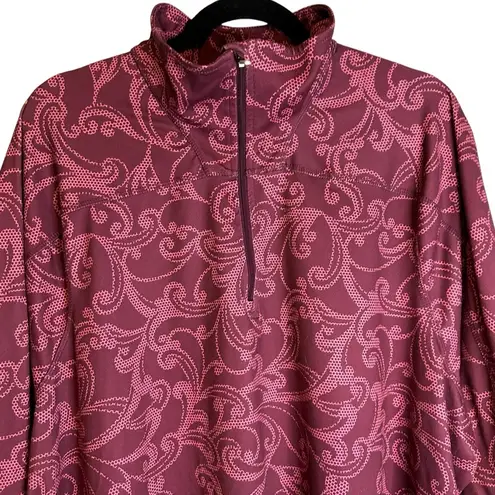 Lands End Purple Paisley Fleece Jacket Pullover 1/4 Zip Size 3X #460736