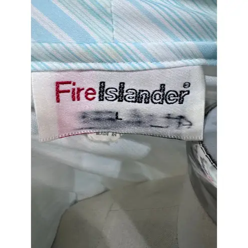 Vintage Fire Islander Blue Stripe Secretary Blouse Bow Tie Neck Retro Coastal L Size L