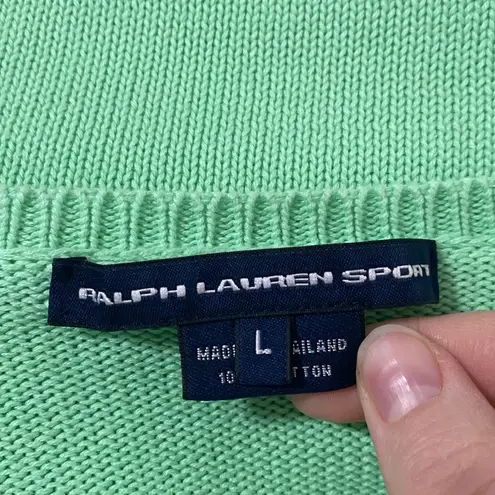 Ralph Lauren  Sport 100% cotton classic fit polo v-neck sweater lime green size L