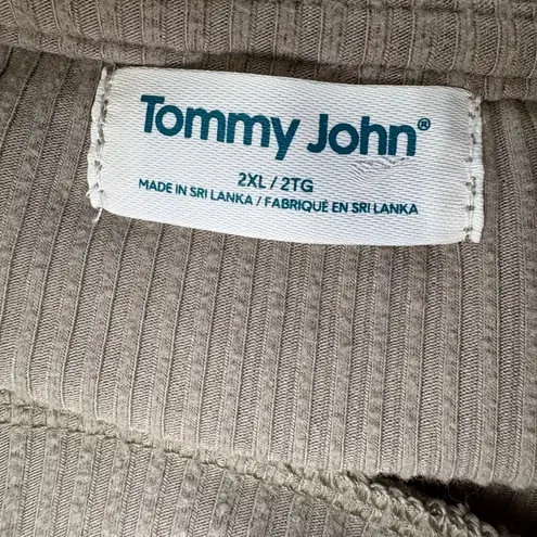 Tommy John Women's Ribbed Lounge Top Long Sleeve Relaxed Fit Pullover 2XL Tan Size XXL