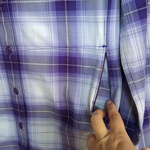 DULUTH TRADING CO Purple Plaid DuluthFlex Sidewinder Tunic Women's Medium