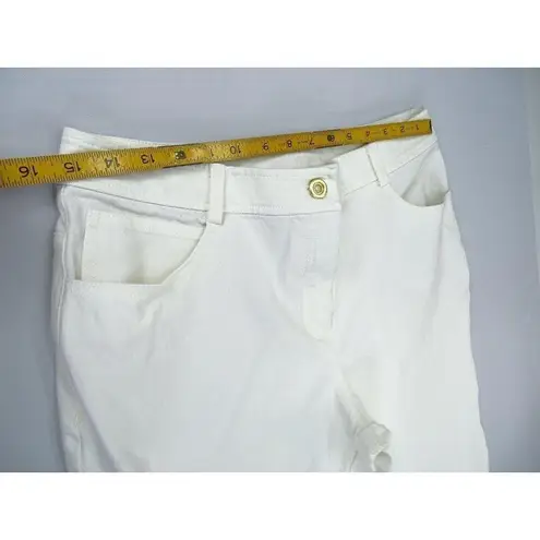 St. John Collection FLAWS-  White Wide Leg Straight Pants Jeans Size 10 Cotton