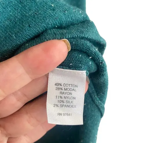 J. Jill Teal Cotton Blend Long Sleeve Cowl Neck Tunic Sweater Dress Women Sz S