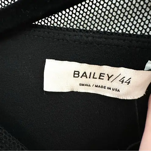 Bailey44 Better Half Jersey Mini Dress Mesh Sleeve Black Ruched Bodycon sz Small
