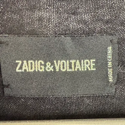 Zadig & Voltaire Black Cashmere Sweater with Silver Rhinestone Skull W1959 Sz L