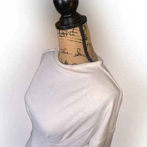 Pilcro Pleated Oatmeal Heathered Cream Raw Edge Long Sleeve Sweatshirt S