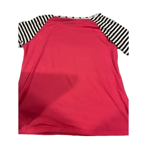 Zeagoo Women's XL Pink Polka Dot Striped Raglan 3/4 Sleeve T-Shirt