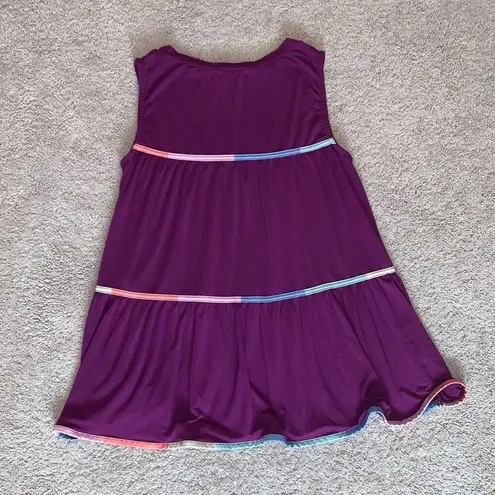 Miholl Flowy Tiered Sleeveless Summer Tank Top Sz S Purple