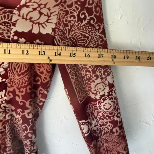 m. m. m. Blouse Y2k Small Floral Stretch Ruched Made USA Top Shirt Going Out Red