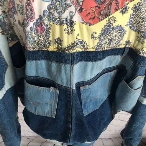 No The Jeans Revolt BY CLAUDE ATTIAS Oversize Patch Work Jeans Jacket Size M Yellow Size M