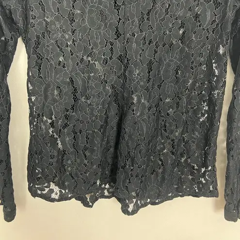 BCBGMAXAZRIA  Lace Black Button Down Top Size Medium