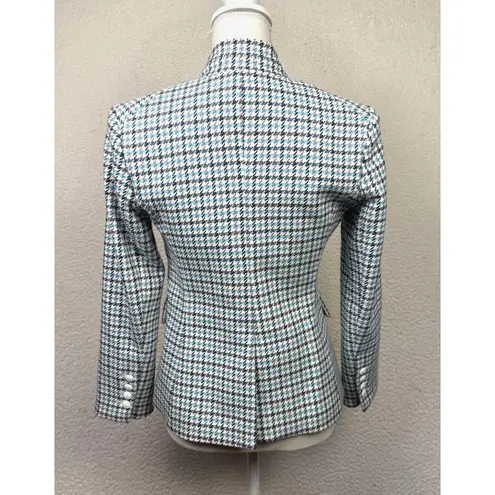 Veronica Beard Dickey Blazer Womens 0 Blue Houndstooth Academia Twee Preppy