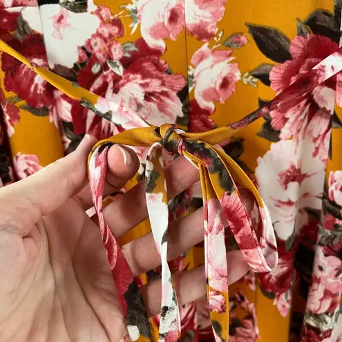 Superfoxx Yellow, Pink And White Floral Sleeveless Midi Dress Size S. NEW