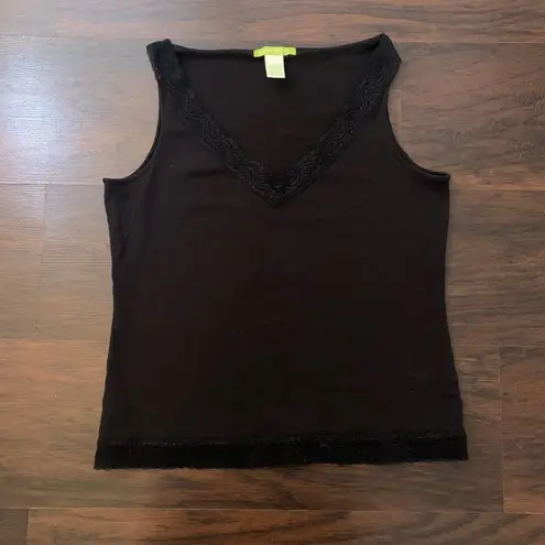 Sigrid Olsen black v-neck lace lined tank top size M