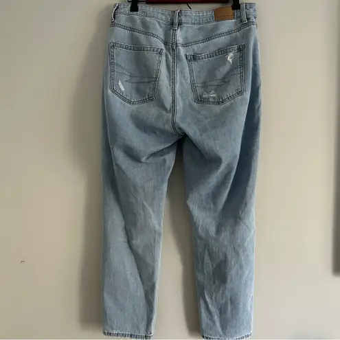 American Eagle Mom Jeans in Light Wash with Distressing