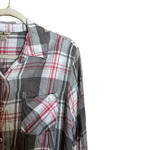 Woolrich Top Womens XL Multicolor Plaid Button Up Shirt Rayon Long Sleeve Blouse