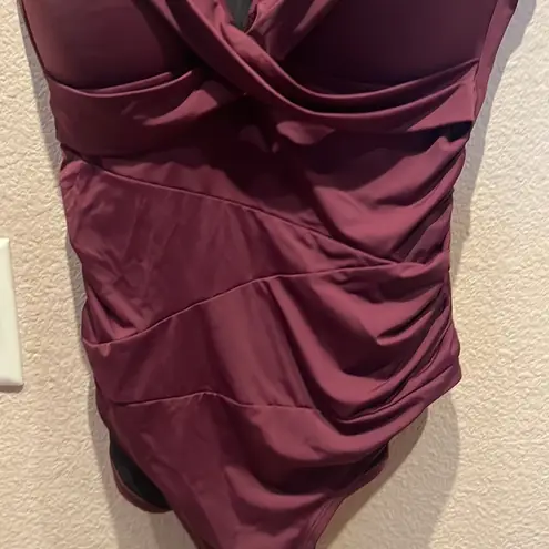 Hilor Plum Purple Wine Swimsuit One Piece Size Large