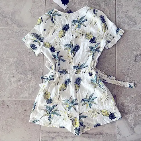 Very J Pineapple Season Romper with Side Detail, White Size M New w/Tag