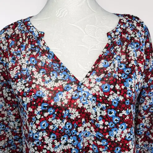 Tommy Hilfiger Long Sleeve V-Neck Blouse Floral Print Size 6