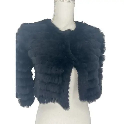 BCBGMAXAZRIA  100% Rabbit Fur Sophiana Jacket in Black