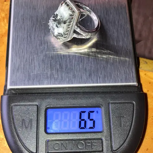 White Buffalo Sterling Silver Ring Size 7 Black