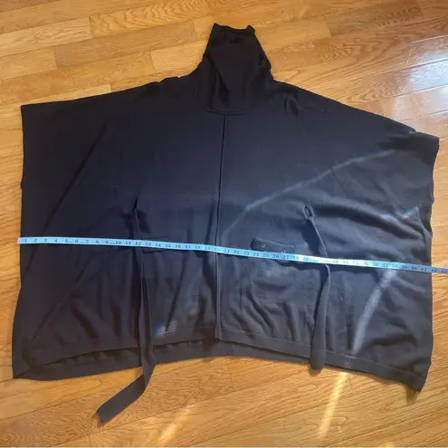 Yoon Black Cotton Blend Turtleneck Poncho with Belt and pockets Knee length Sz M Size M