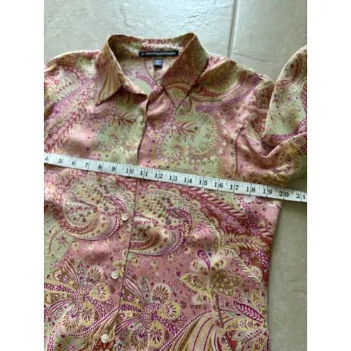 Ellen Tracy Vintage Ellen Tracy Silk Blouse Womens 12P Pink Paisley Luxury Career 90s