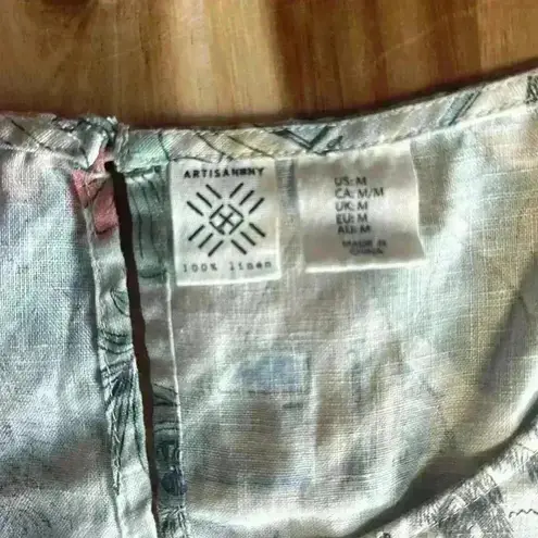 Artisan NY Linen Beach Print Shift Dress Medium