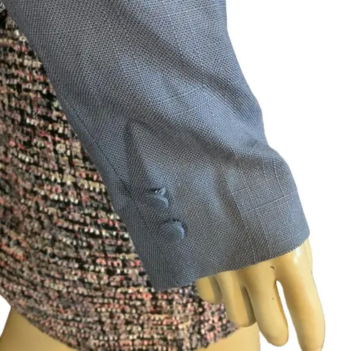 VINTAGE 1980'S SASSON GRAY & CREAM TWILL CROPPED BLAZER (8/9/S)