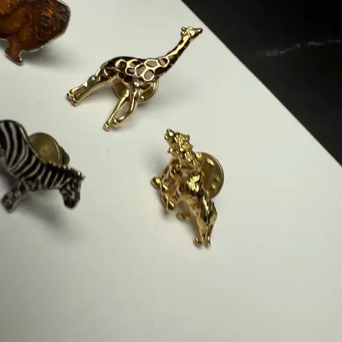 Lion Zebra Giraffe Tack Lapel Pin Lot Of 4 Safari Animals