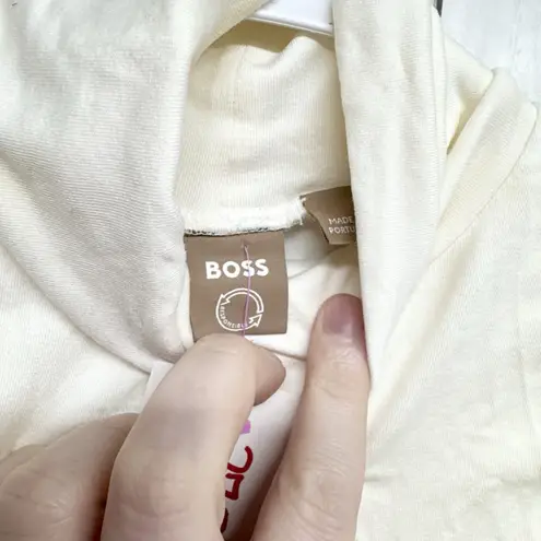Boss Shirt Women Size XS Cream Sleeveless Turtleneck Blouse Streetwear Casual