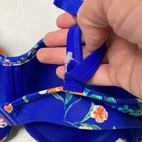 Panache royal blue floral underwire push-up 38D women’s S bikini swimsuit set