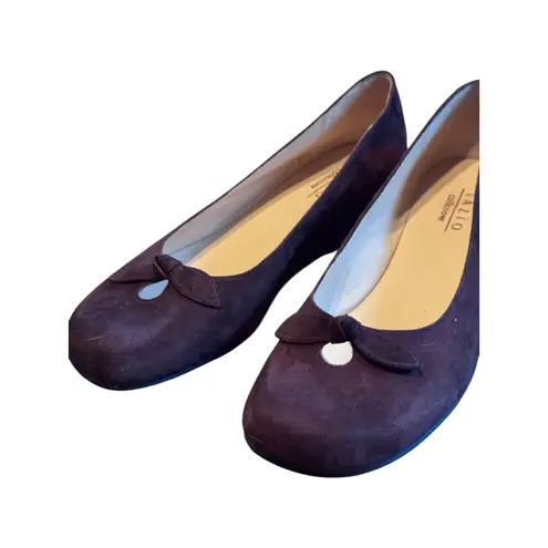 Lazio Collezione Brown Suede Ballet Flats Block Heel Bow Size 7M Shoes - Image 8