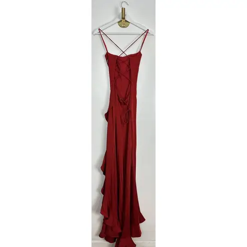 La Femme  Flutter Slit Trumpet Gown in Red Size US 00