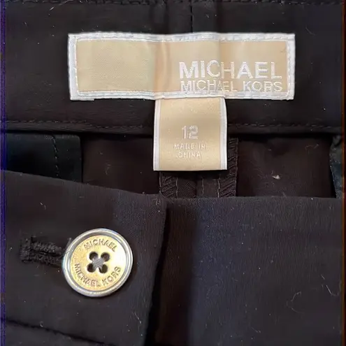 MICHAEL Michael Kors Black Cotton Button & Zipper Straight Dress Pants