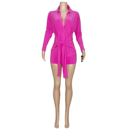Norma Kamali Ty Front NK Shirt Dress, Orchid Pink, XS/34