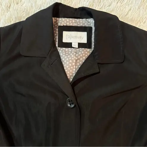 Relativity Black Button Front Trench Coat Size Large