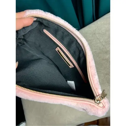 Street Level Pink Colorblock Soft Faux Fur Zip Clutch Bag Plush OS - Image 3