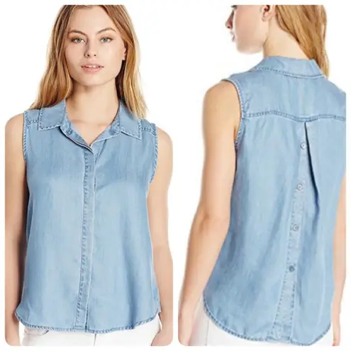 NYDJ Not Your Daughter’s Jeans Vara Indigo Sleeveless Chambray Top MCHM3463 XS