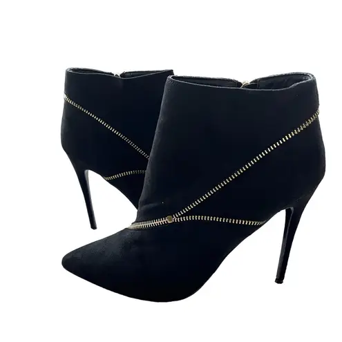 NEW Primadoma Collection Black Zipper Detail Leather Suede stiletto Boot Size 10
