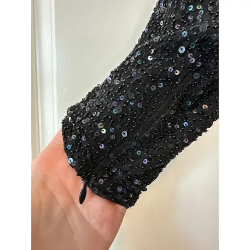 Retrofete Black Sequin Jasmine Wrap Midi Dress NWT Size Small